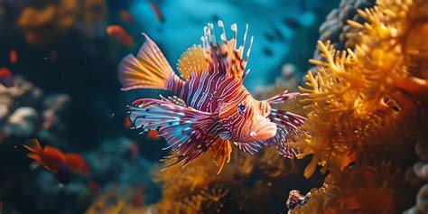 Premium Photo Vibrant Lionfish In Underwater Scenery Exotic Marine