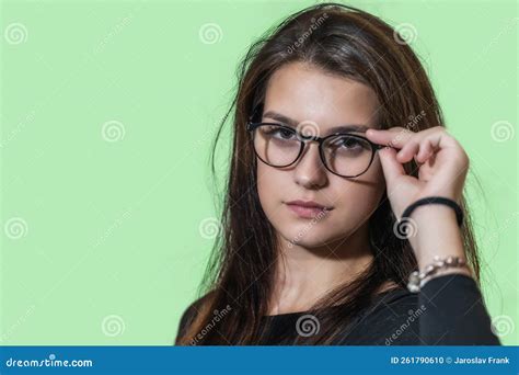 Portrait Of Attractive Girl With Glasses Stock Photo Image Of Person