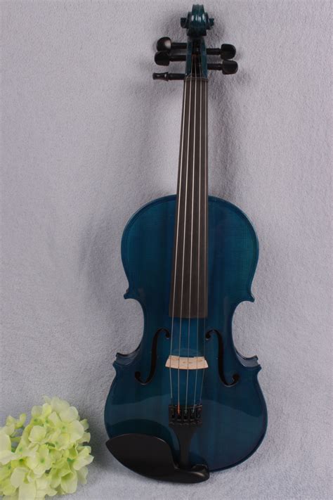 New 5 String Electric Violin Acoustic Violin Blue Color 4 4 Full Size Violin With Violin Bow