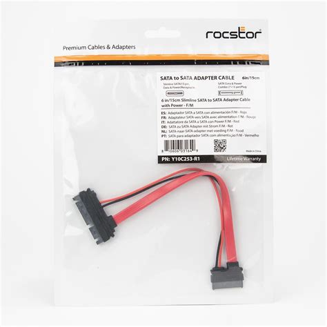 Rocstor Premium 6in Slimline SATA To SATA Adapter With Power F M