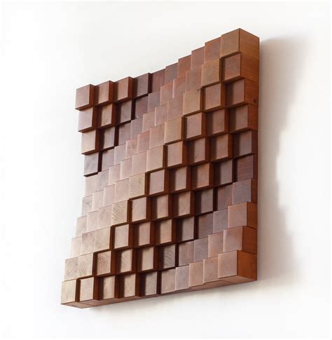 Parametric Wall Art Wood Block Art 3d Wall Sculpture In Brown Gradient Color Abstract