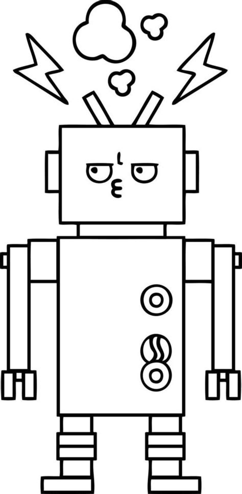 line drawing cartoon robot 11680155 Vector Art at Vecteezy