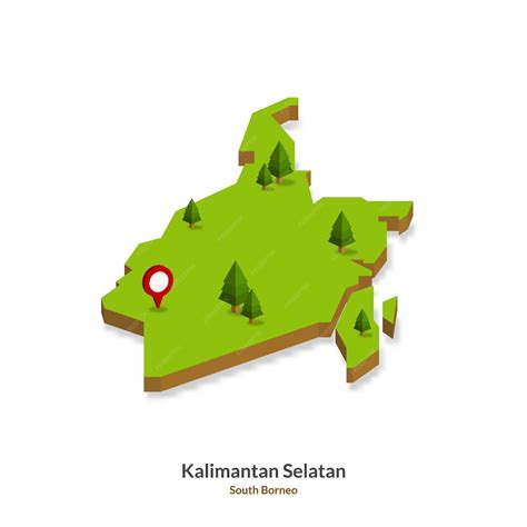 Premium Vector Isometric Map Of South Borneo Province Indonesia