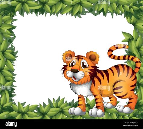 Ilustraci N De Un Tigre En El Marco Verde Imagen Vector De Stock Alamy