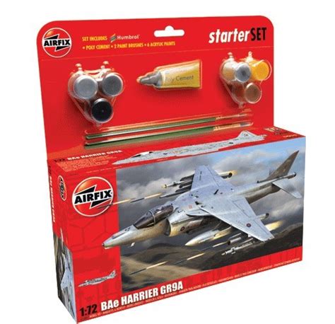 Airfix 1/72 BAE Harrier GR9A Fighter Large Starter Set w/paint & glue