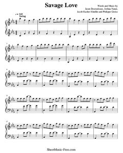 Savage Love Sheet Music Jason Derulo - ♪ SHEETMUSIC-FREE.COM