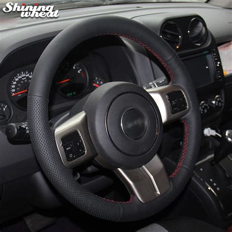 Shining Wheat Black Leather Car Steering Wheel Cover For Jeep Grand