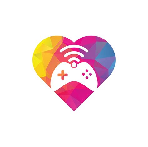 Game Wifi Heart Shape Concept Logo Design Template Vector Joystick And Wifi Logo Combination