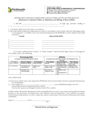 Fillable Online Sworn Declaration Identification Of Relatives In