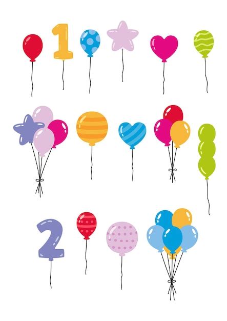 Premium Vector | Set of birthday balloons collection birthday balloons ...