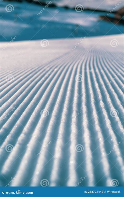 Closeup of Geometry Track Lines on a Ski Slope Left by a Snowcat with ...