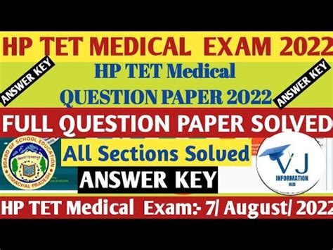 Hp Tet Medical Answer Key August Hp Tet Medical Solved