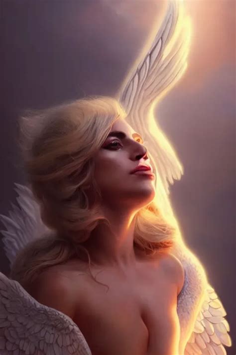 Lady Gaga As A Heavenly Angel Anatomy Bathed In Stable Diffusion