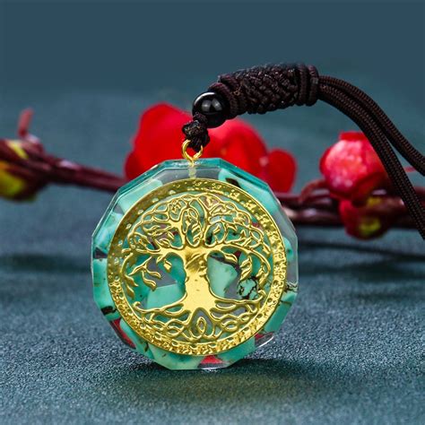 Powerful Orgone Tree Of Life Orgonite Necklace With Kalinite Crystal