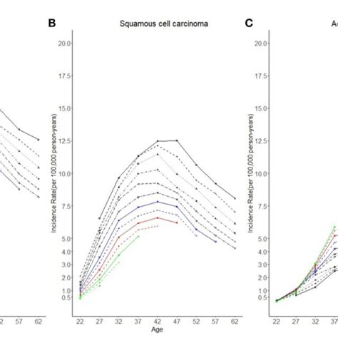 Figure Predicted Age Trends In Cervical Cancer Incidence Rates Among