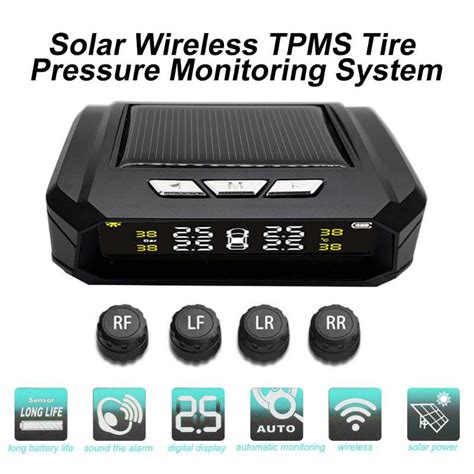 Solar Draadloze Tpms Bandenspanning Lcd Alarm Syst Grandado