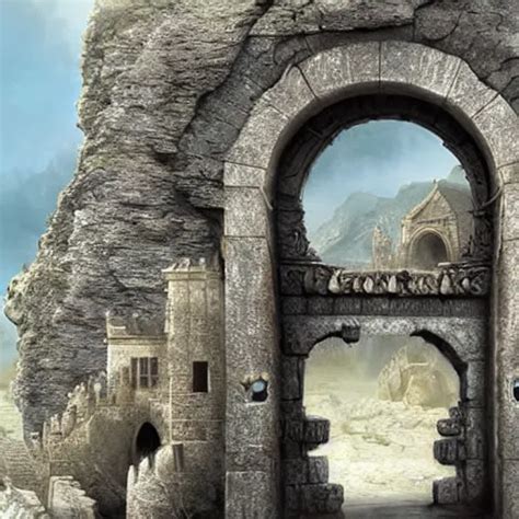 KREA Beautiful Matte Painting Of The Grand Ancient Stone Door