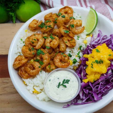 Hawaiian Shrimp Taco Bowl With Cilantro Crema Mqt Nutrition