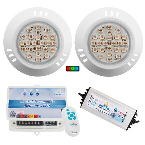 Kit 02 Led 5w Rgb Brustec Comando SMD Fonte Blindada 2a Brustec