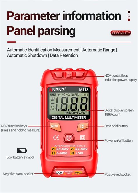 Aneng M Mini Digital Multimeter Ac Dc Voltage Meter Counts