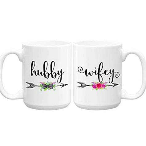 Hubby And Wifey Mug Set Valentines Coffee Cup 2 Large 15 Oz Handmade Products