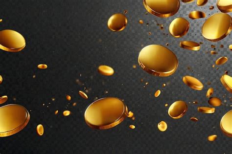 Realistic Gold Coins Explosion Isolated On Transparent Background