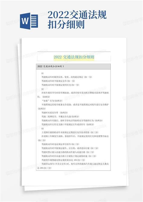 2022交通法规扣分细则word模板下载编号lxvzxjzm熊猫办公