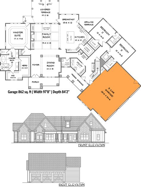 Single Story Bedroom Craftsman Style Home With Angled Garage House Plan