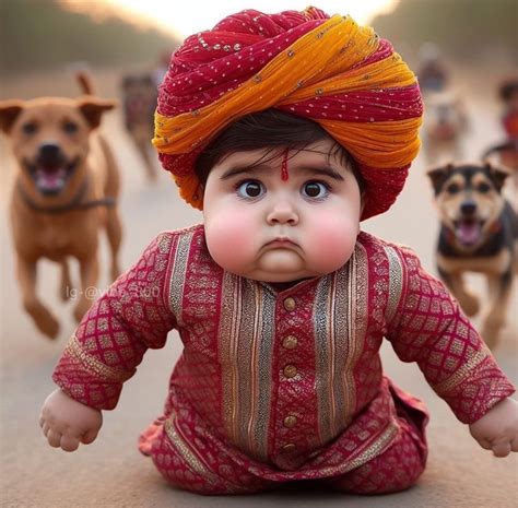 The adorable images of babies in traditional Indian attire delight viewers