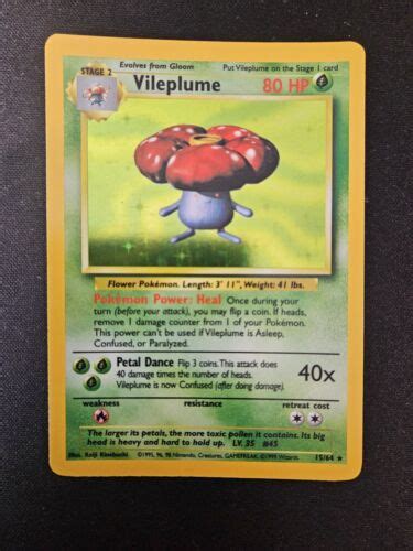 Pokemon Tcg Vileplume Holo Rare Jungle No Symbol Error Near Mint