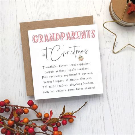 Grandparents Christmas Poem Card Funny Personalised Christmas Card For