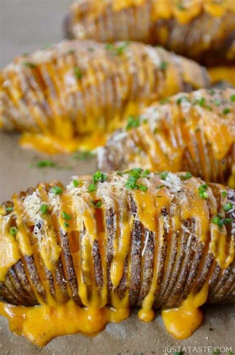 Sliced Baked Potatoes With Cheese And Bacon