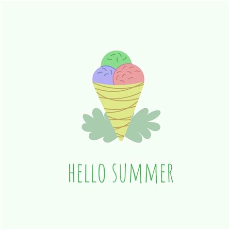 Premium Vector Hello Summer Ice Cream Vector Illustration