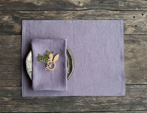 Purple Linen Placemats Various Colors Available Linen Placemat Set