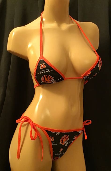 Custom Cincinnati Bengals Cheeky Scrunchy Bikini Set Lined For Etsy