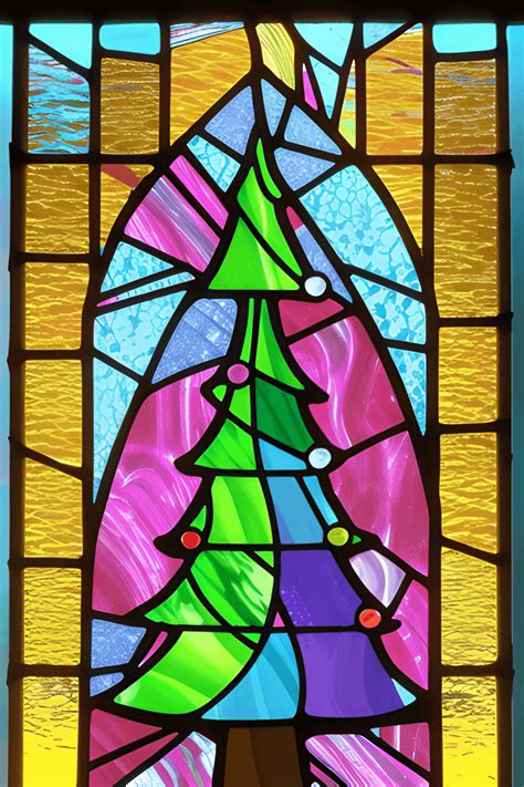 Stained Glass Christmas Tree In Saturated Colors · Creative Fabrica