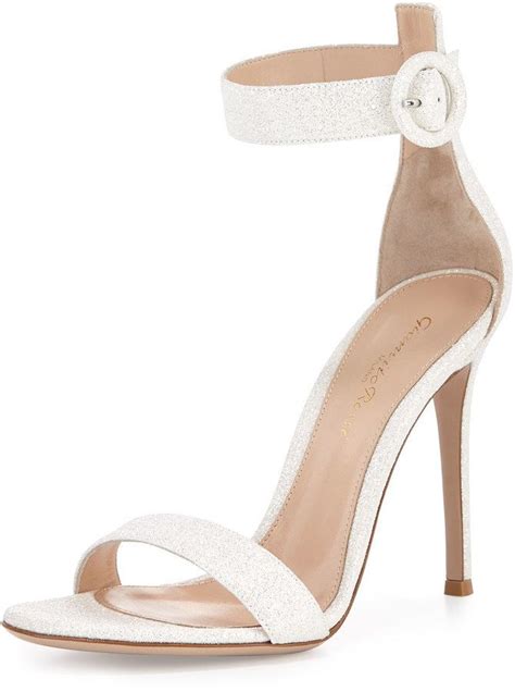 Gianvito Rossi Portofino Glitter Ankle Wrap Sandal Bright White