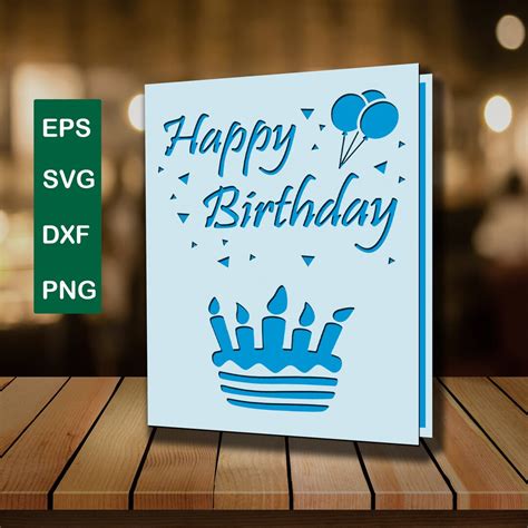 Happy Birthday Card Svg Digital Cut File Silhouette Birthday Lasercut