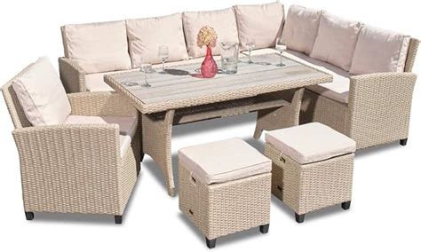 Green Spirit Garten Sitzgruppe Madeira Beige Polyrattan für 7