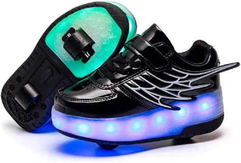 Ylllu Zapatillas de patinaje con luces LED y USB para niños con