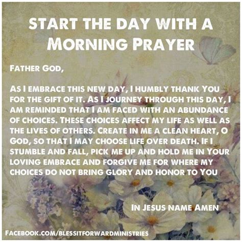 An Image Of Flowers With The Words Start The Day With A Morning Prayer