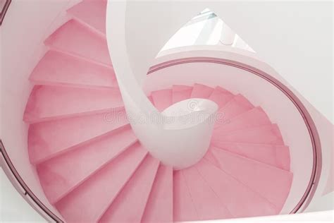 Pink Coral Modern Spiral Staircase Descent Stock Image Image Of Feature Futuristic 139987695