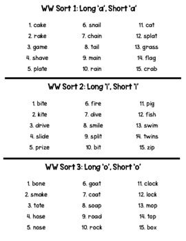 Words Their Way Within Words Spelling Lists TpT