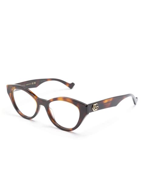 Gucci Eyewear Tortoiseshell Cat Eye Frame Glasses Brown Farfetch