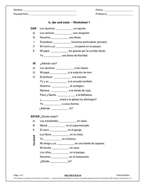 16 Best Images of Spanish Estar Worksheet - Spanish Ser and Estar Chart, Spanish Ser and Estar ...