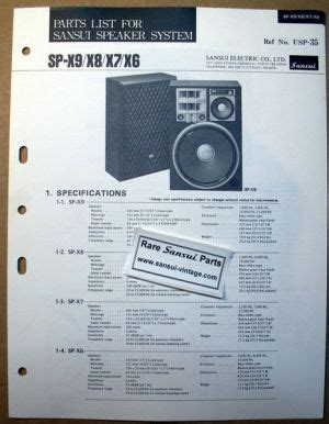 Original Part List For Sansui Speakers Sp X Sp X Sp X Sp X