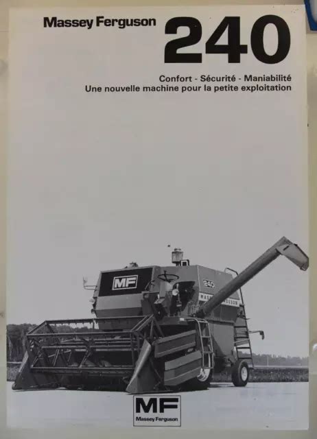 PROSPECTUS BROCHURE MASSEY Ferguson MF 240 Moissonneuse Batteuse