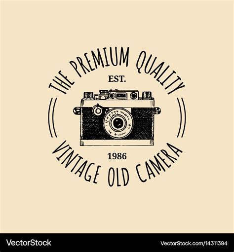 Photography logo vintage old camera label Vector Image