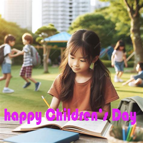 Premium Photo | A girl reading a book with a book titled happy birthday