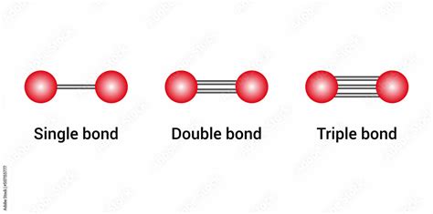 Types Of Covalent Bond Single Double And Triple Bonds Stock Vector Adobe Stock